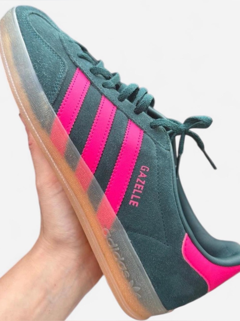 Adidas Gazelle Sneakers - Women’s 9.5 - Dark Green / Hot Pink JS1416 - NWT